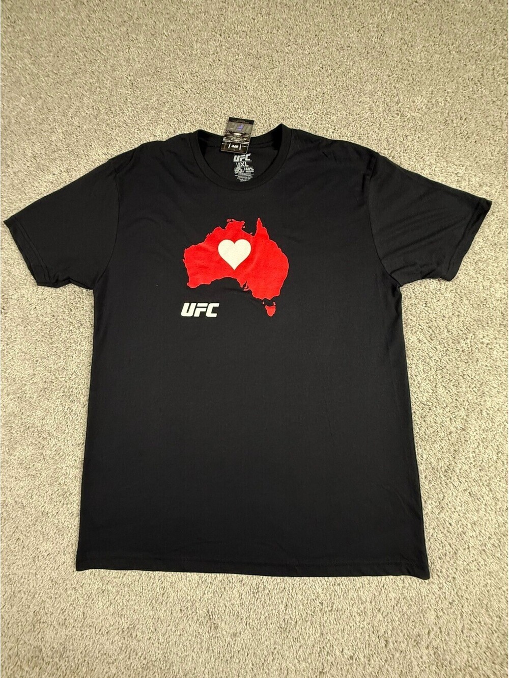 NWT UFC Australia Love Fighter Black T Shirt Size XL Tee Men’s Unisex